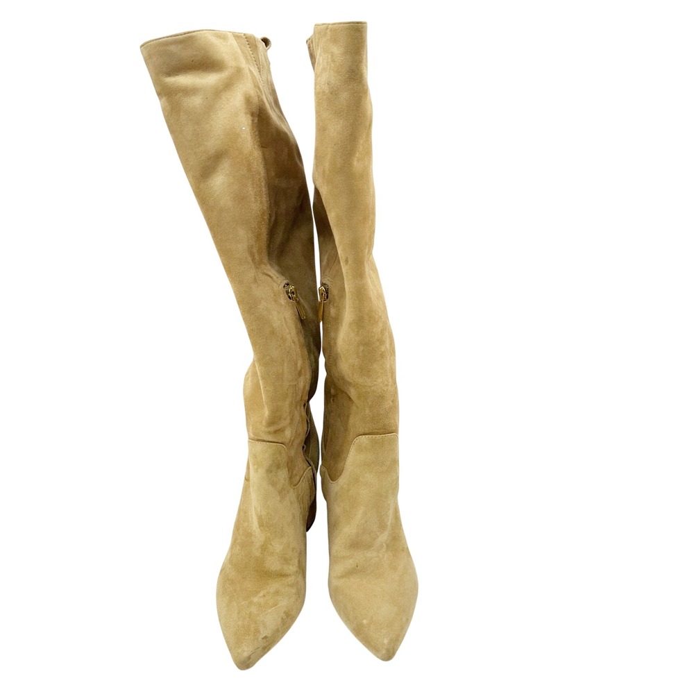 Sam Edelman Hai Boots Women 7.5 Tan Suede Knee High Block Heel Blogger Fave - Picture 2 of 8